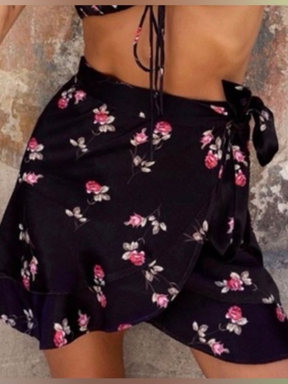 Rat & Boa floral wrap Mini skirt size M